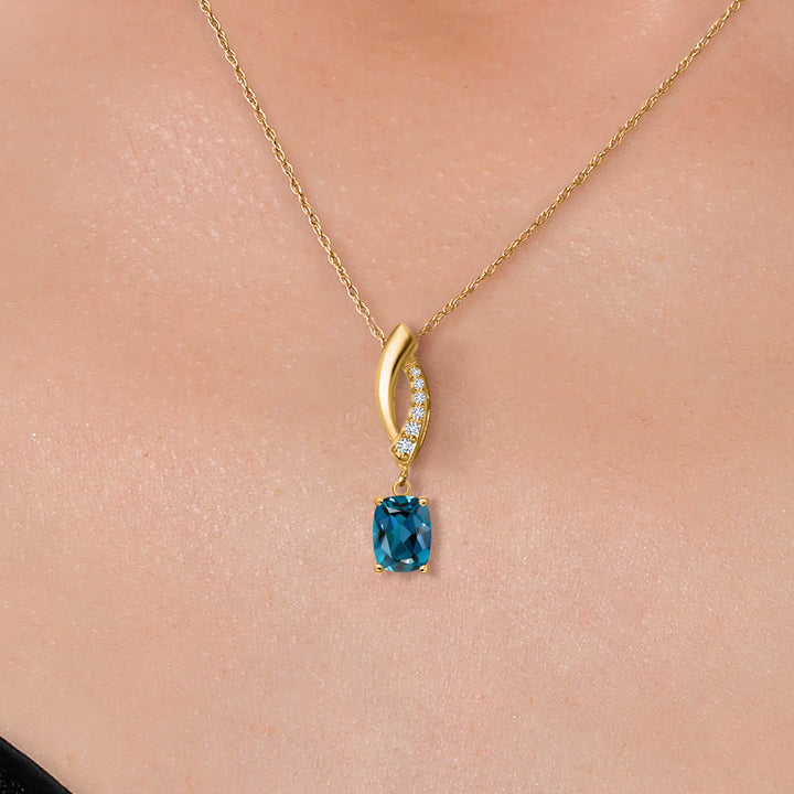 Topaz and Lab Grown Diamond_Pendant in 14K Yellow Gold