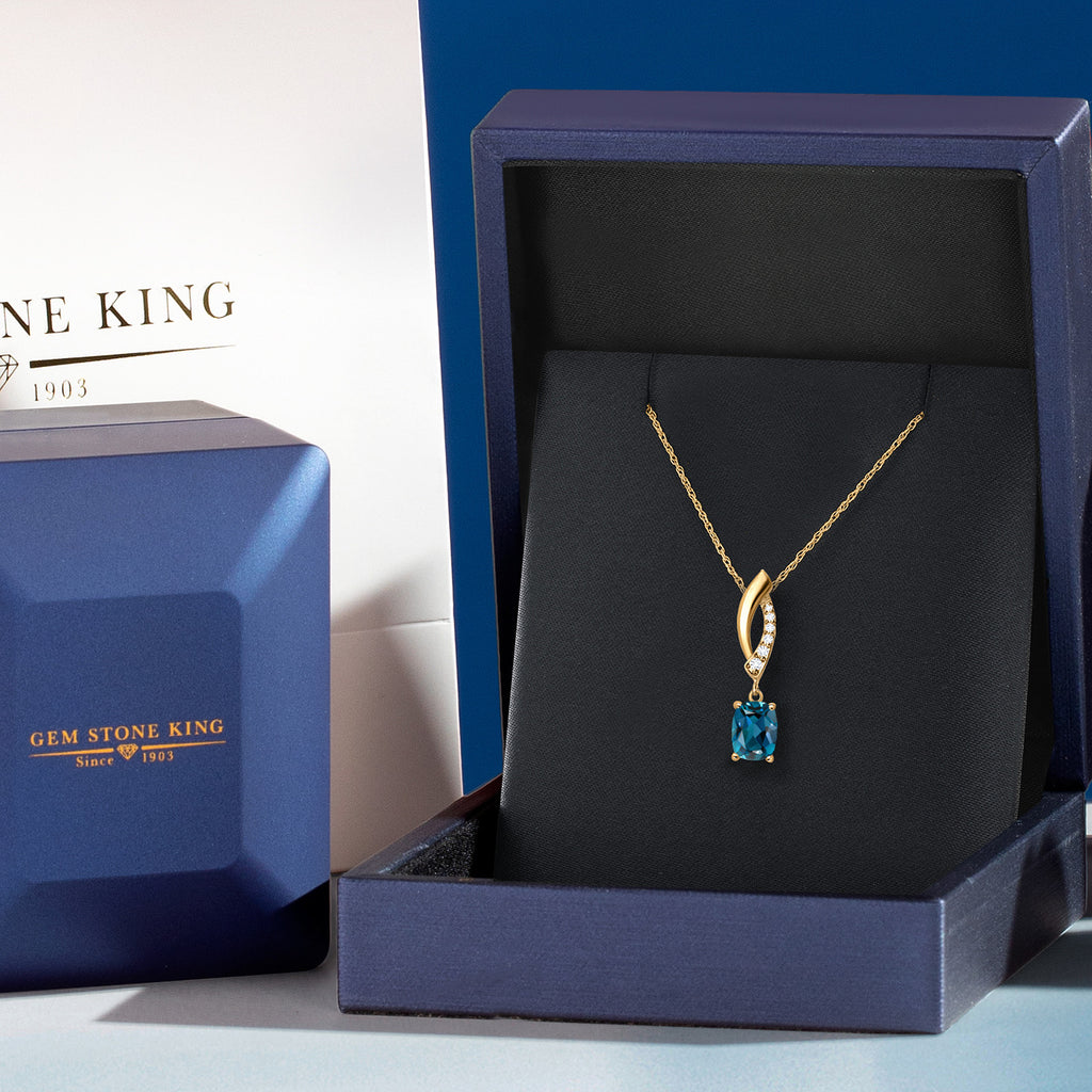 Topaz and Lab Grown Diamond_Pendant in 14K Yellow Gold