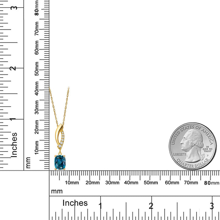 Topaz and Lab Grown Diamond_Pendant in 14K Yellow Gold