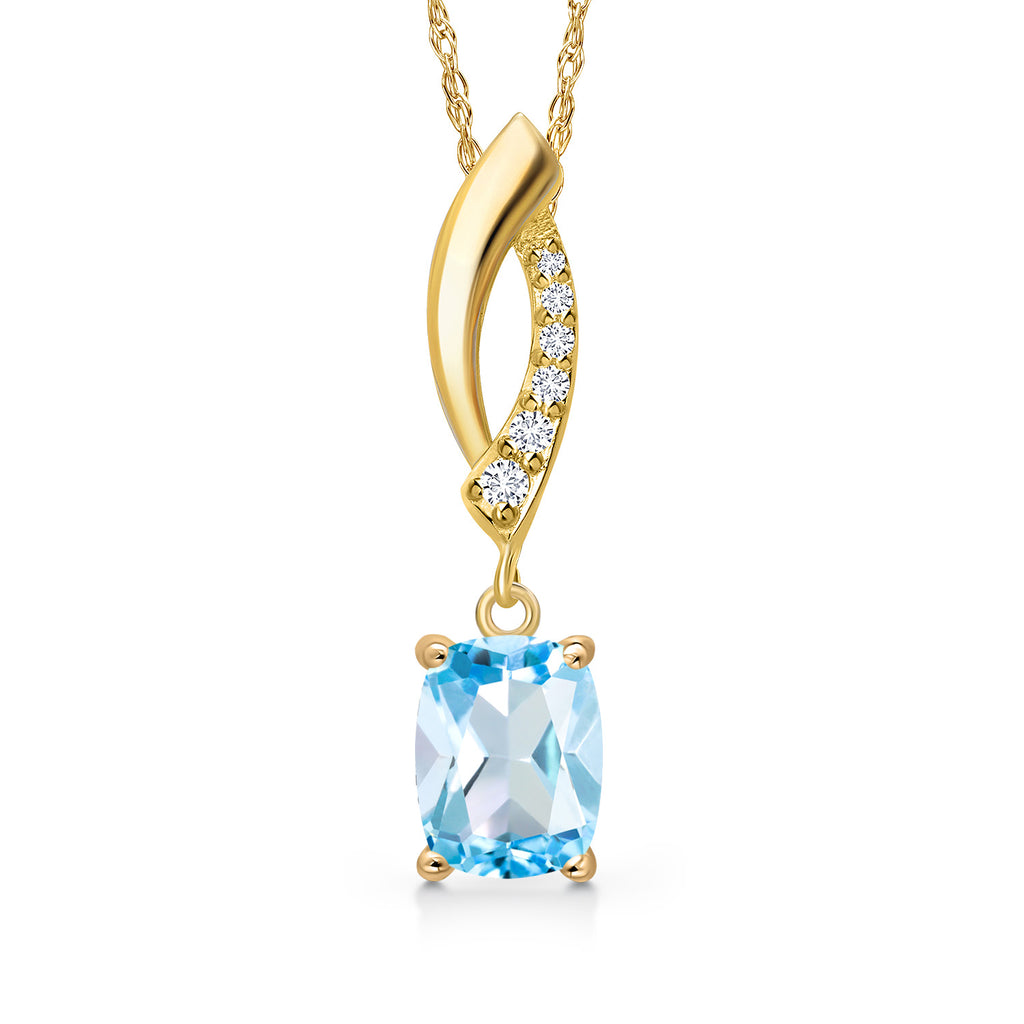 Sky Blue Topaz - November_Pendant in 14K Yellow Gold