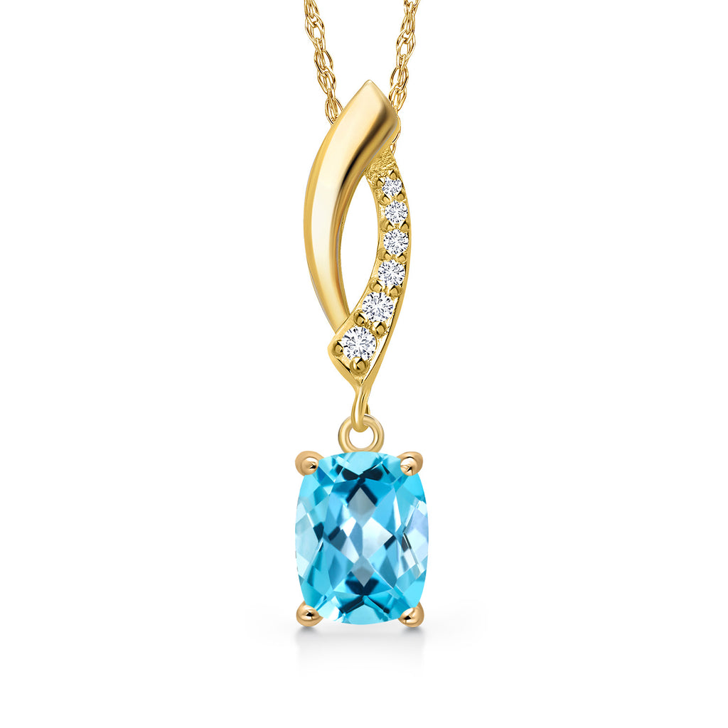 Swiss Blue Topaz - November_Pendant in 14K Yellow Gold