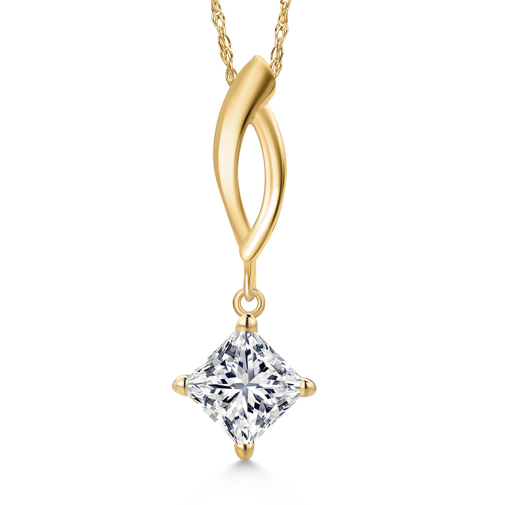 Princess Cut_1 Carats_Pendant in 10K Yellow Gold