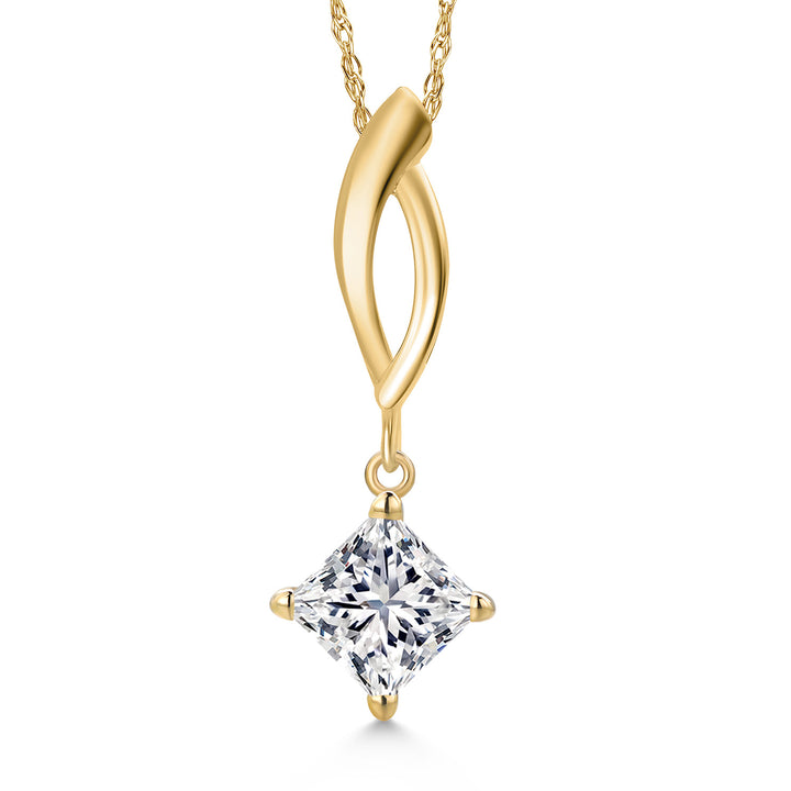 Princess Cut_1 Carats_Pendant in 10K Yellow Gold
