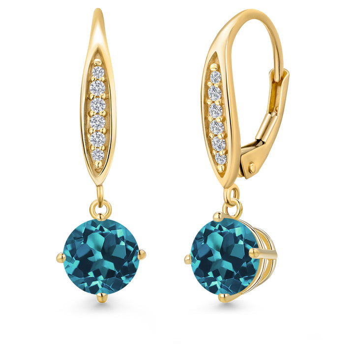 London Blue Topaz - November_Earrings in 10K Yellow Gold