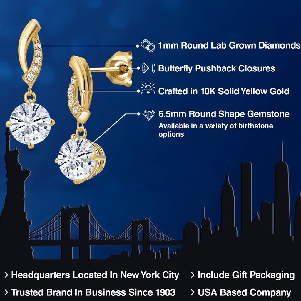 Near Colorless (GH) and E - F_Earrings in 10K Yellow Gold