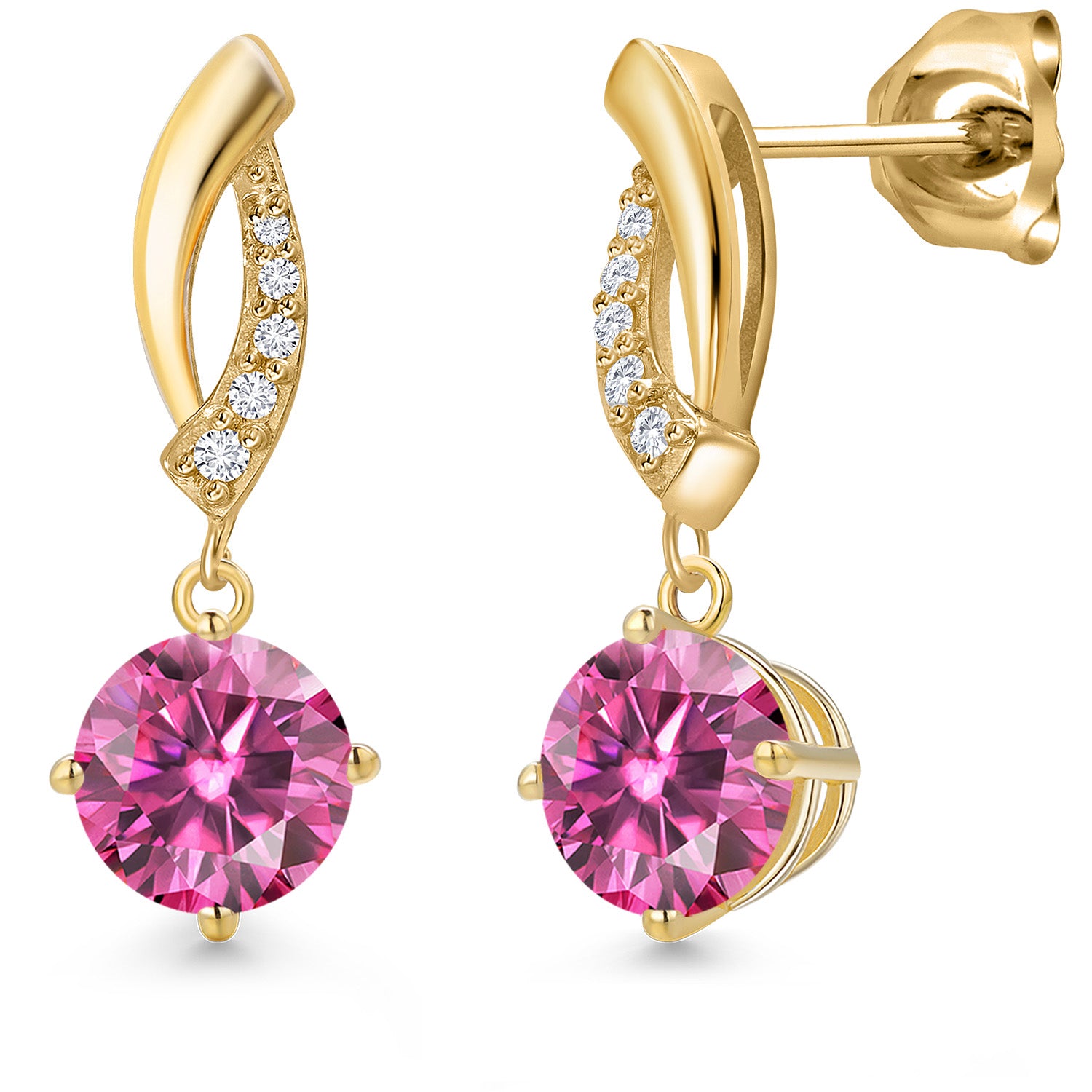 Pink Moissanite - April_Earrings in 10K Yellow Gold