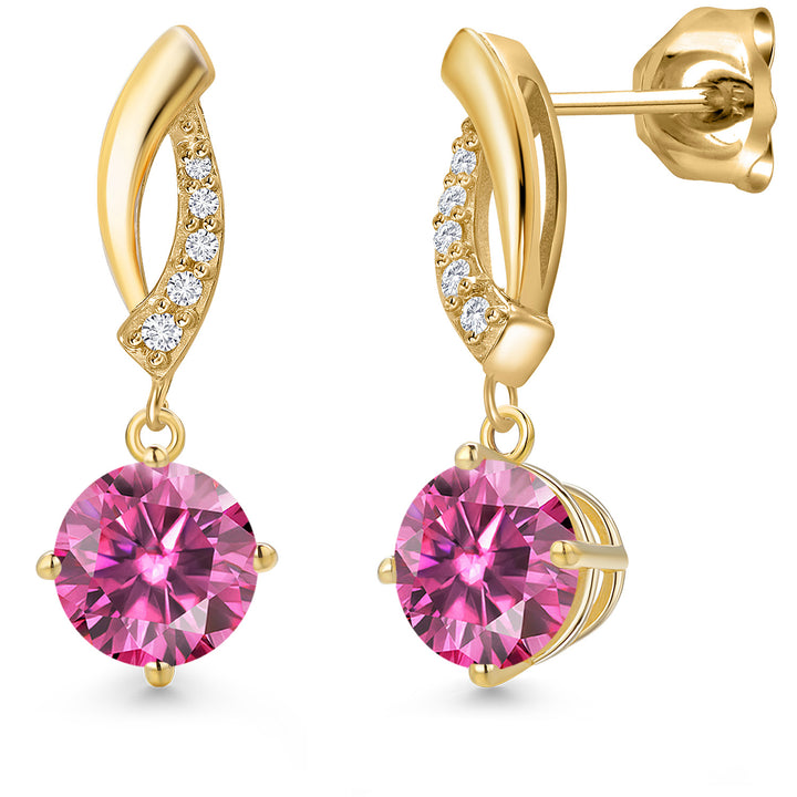 Pink Moissanite - April_Earrings in 10K Yellow Gold
