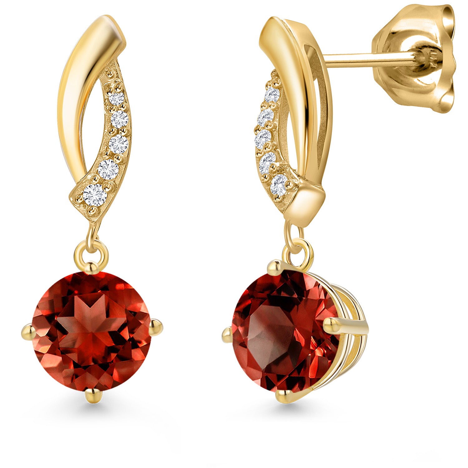 Garnet - January_Earrings in 10K Yellow Gold