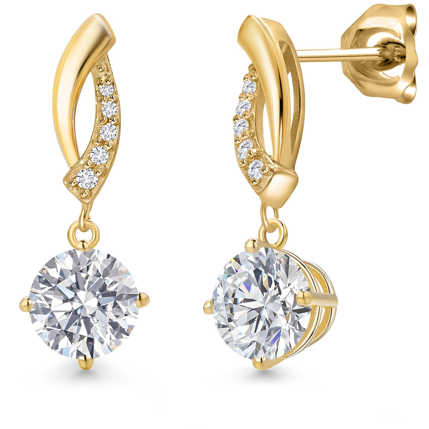 White Lab Grown Diamond - April_Earrings in 10K Yellow Gold