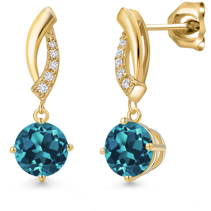 London Blue Topaz - November_Earrings in 10K Yellow Gold