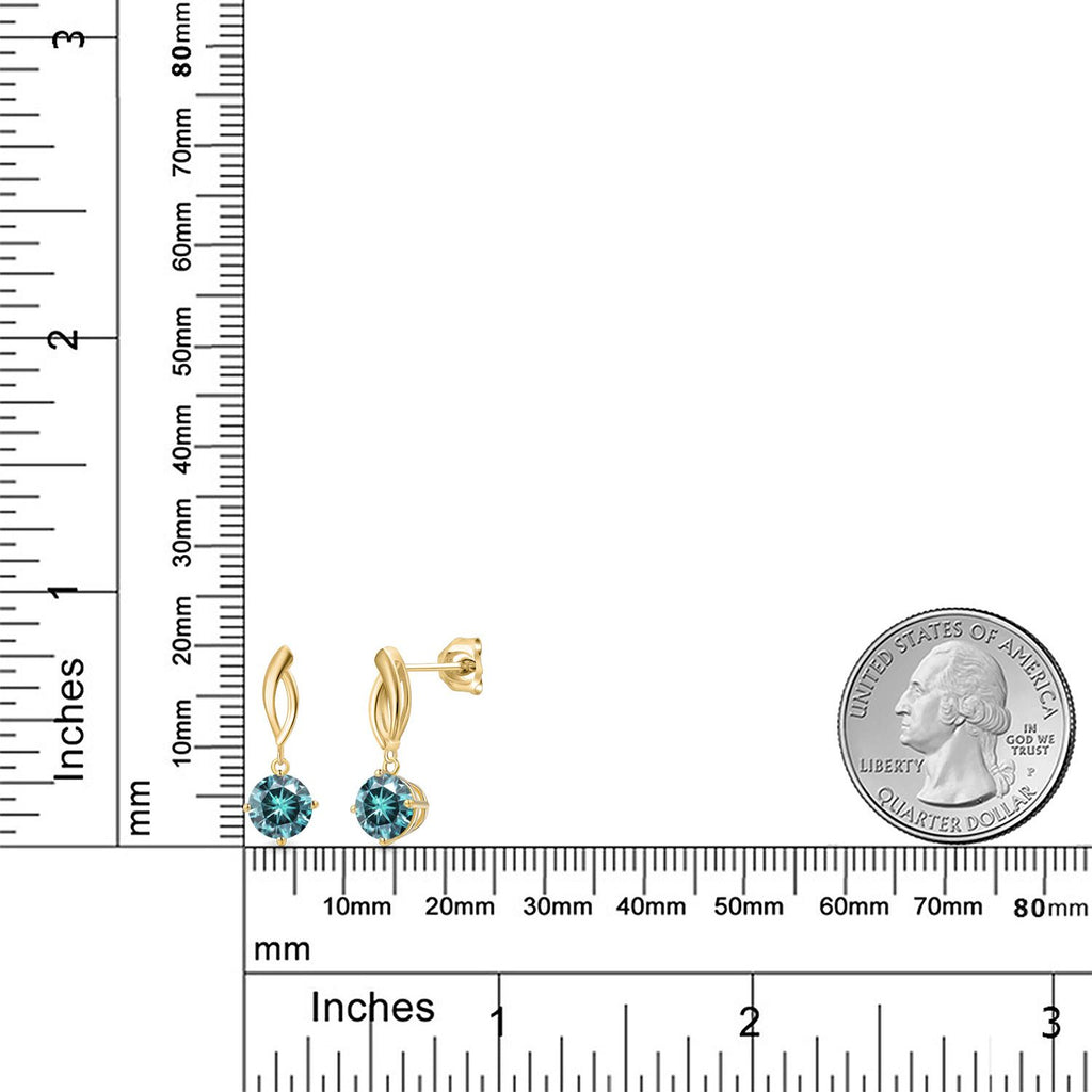 Blue Moissanite - April_Earrings in 10K Yellow Gold