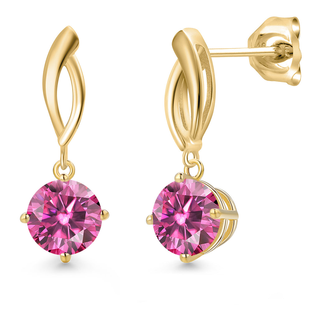 Pink Moissanite - April_Earrings in 10K Yellow Gold