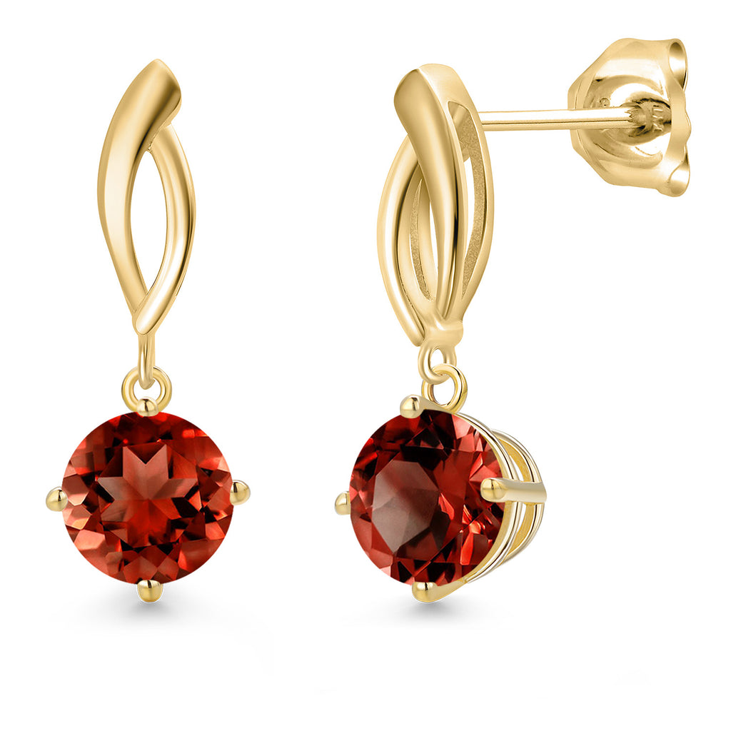 Garnet - January_Earrings in 10K Yellow Gold