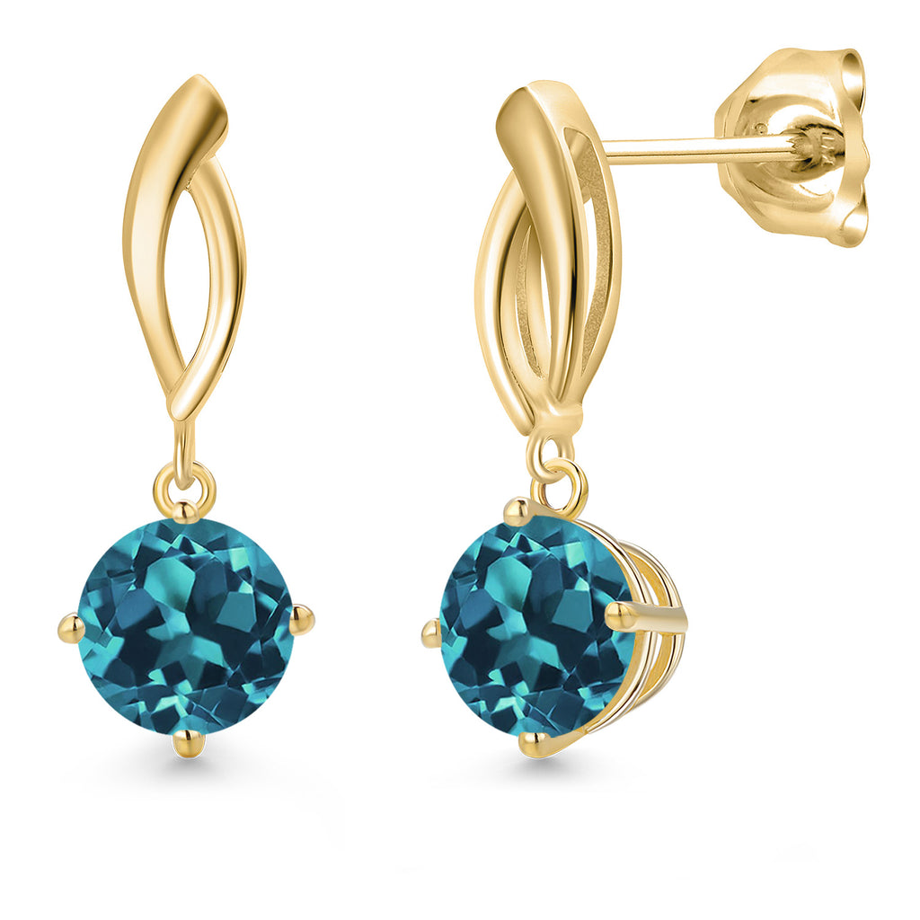 London Blue Topaz - November_Earrings in 10K Yellow Gold
