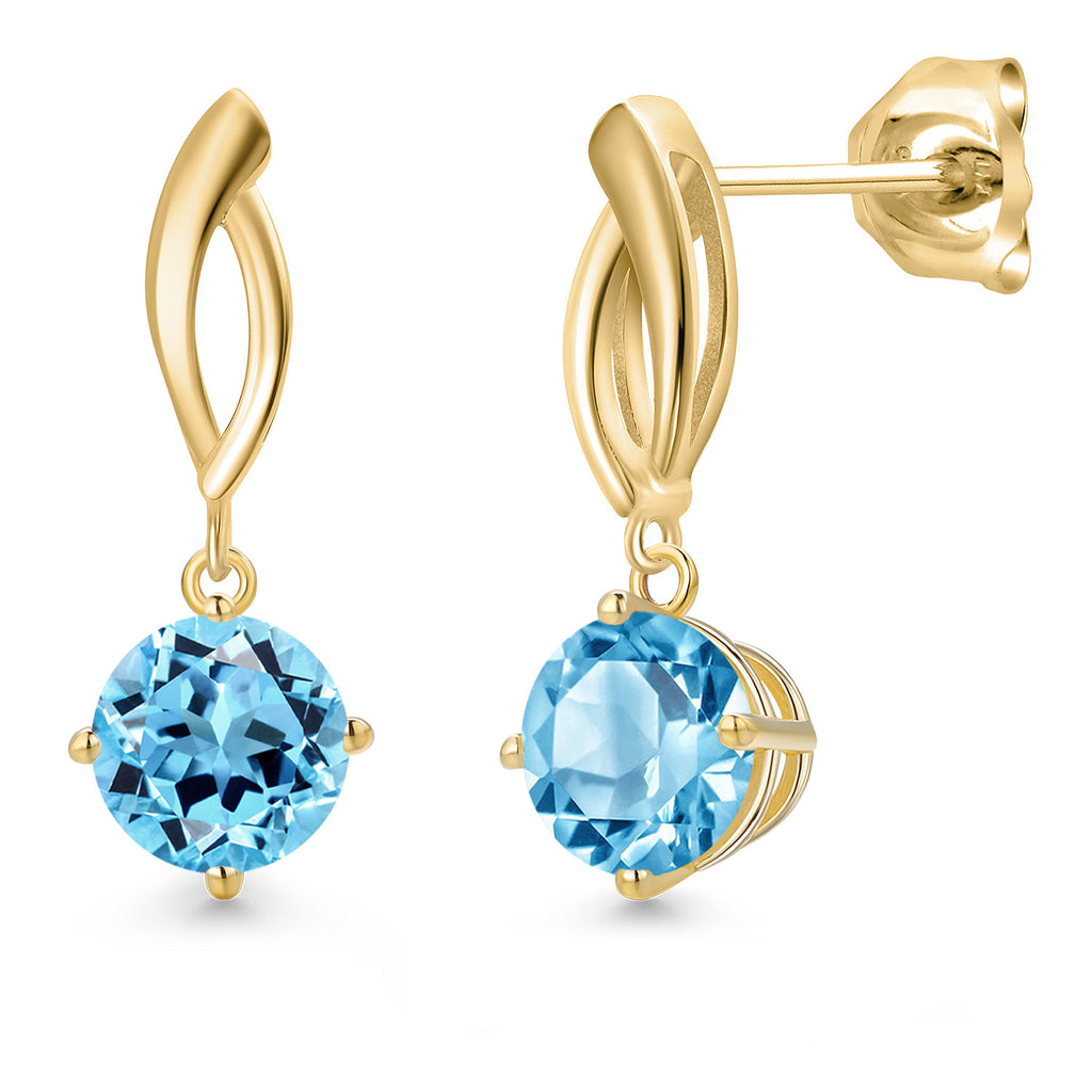 Swiss Blue Topaz - November_Earrings in 10K Yellow Gold