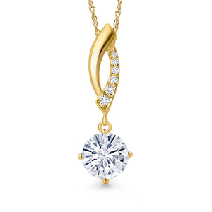 White Moissanite - April_Pendant in 10K Yellow Gold