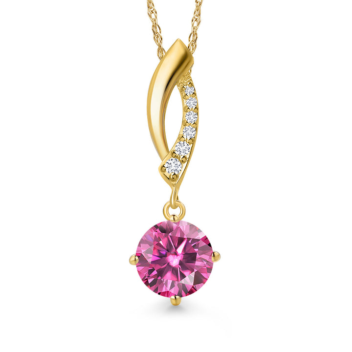 Pink Moissanite - April_Pendant in 10K Yellow Gold