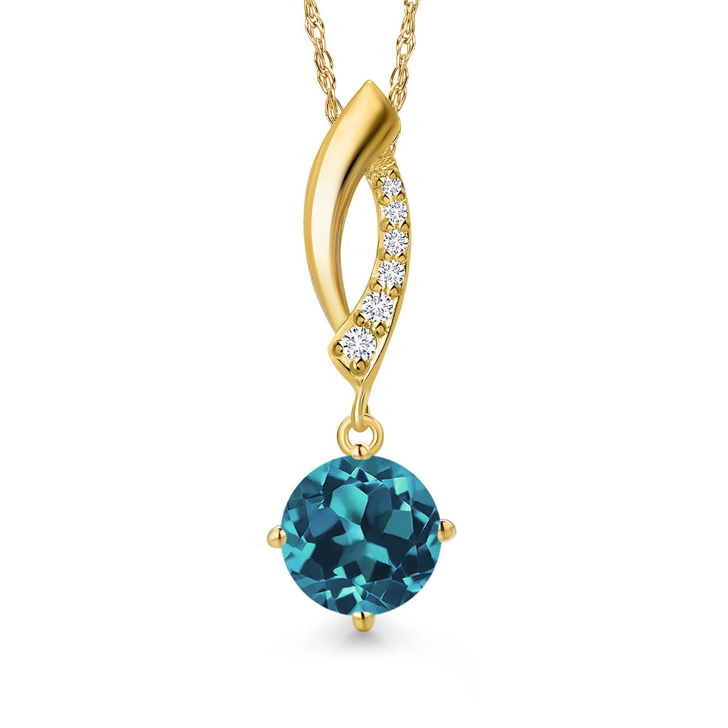 London Blue Topaz - November_Pendant in 10K Yellow Gold