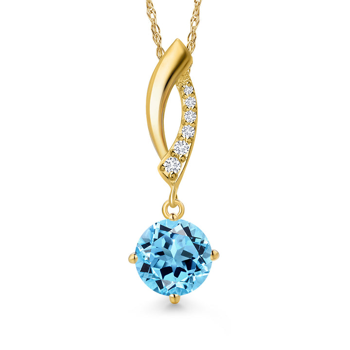 Swiss Blue Topaz - November_Pendant in 10K Yellow Gold