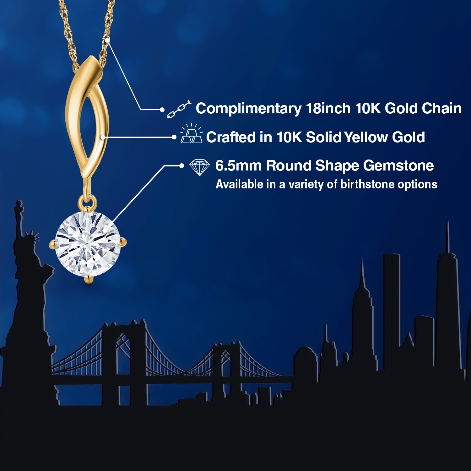 Moissanite_Pendant in 10K Yellow Gold
