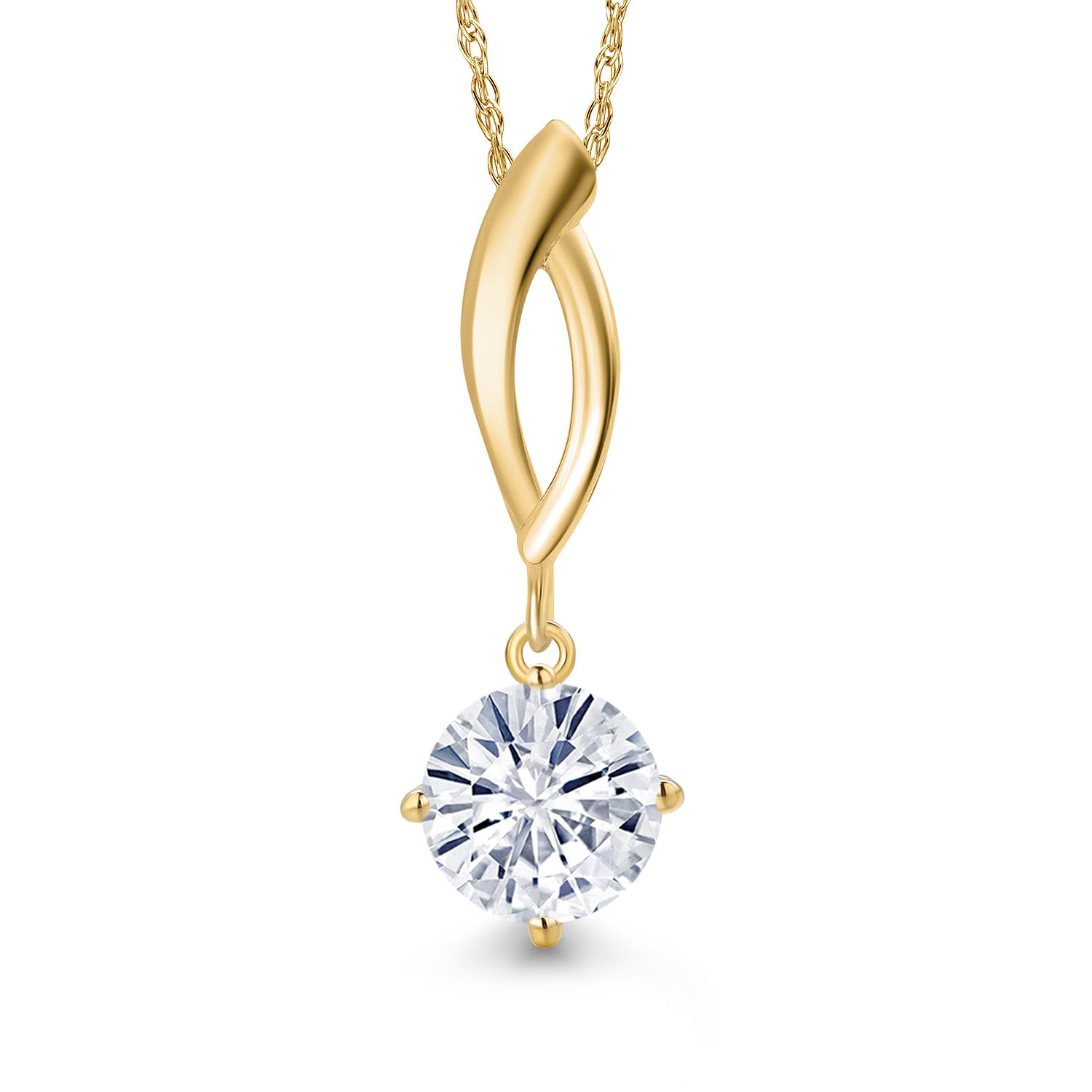 White Moissanite - April_Pendant in 10K Yellow Gold