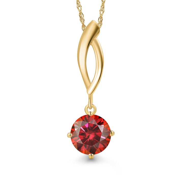 Red Moissanite - April_Pendant in 10K Yellow Gold