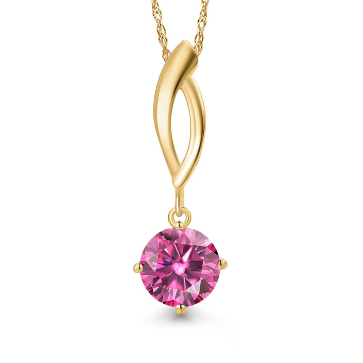 Pink Moissanite - April_Pendant in 10K Yellow Gold