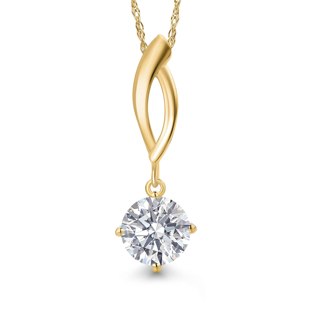 Round Cut_1 Carats_Pendant in 10K Yellow Gold