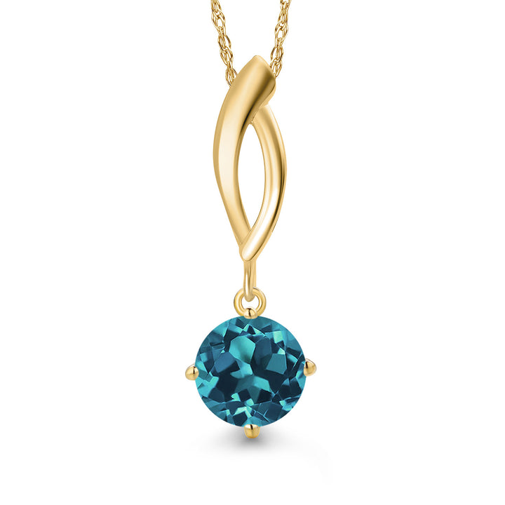 London Blue Topaz - November_Pendant in 10K Yellow Gold