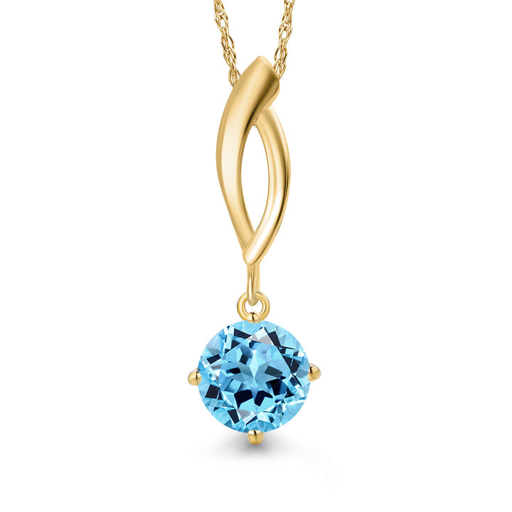 Swiss Blue Topaz - November_Pendant in 10K Yellow Gold