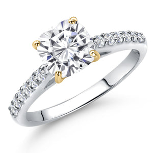 White Moissanite - April_Ring in 10K Two Tone Gold