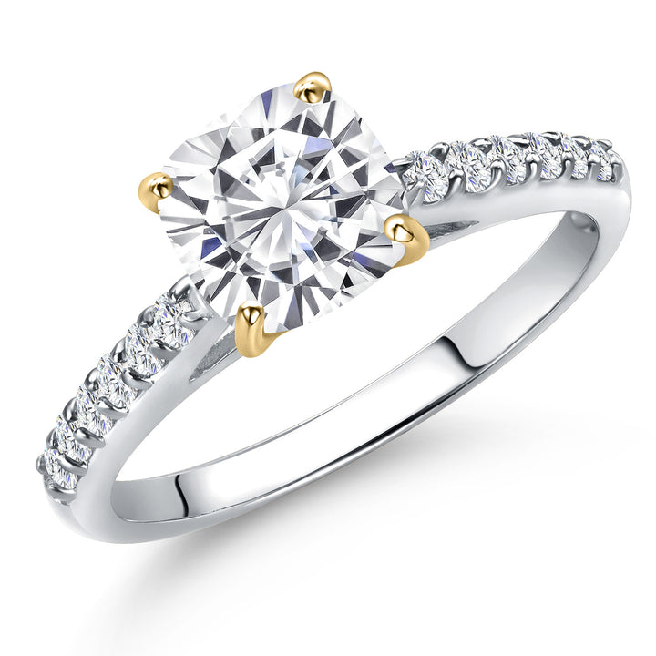 White Moissanite - April_Ring in 10K Two Tone Gold