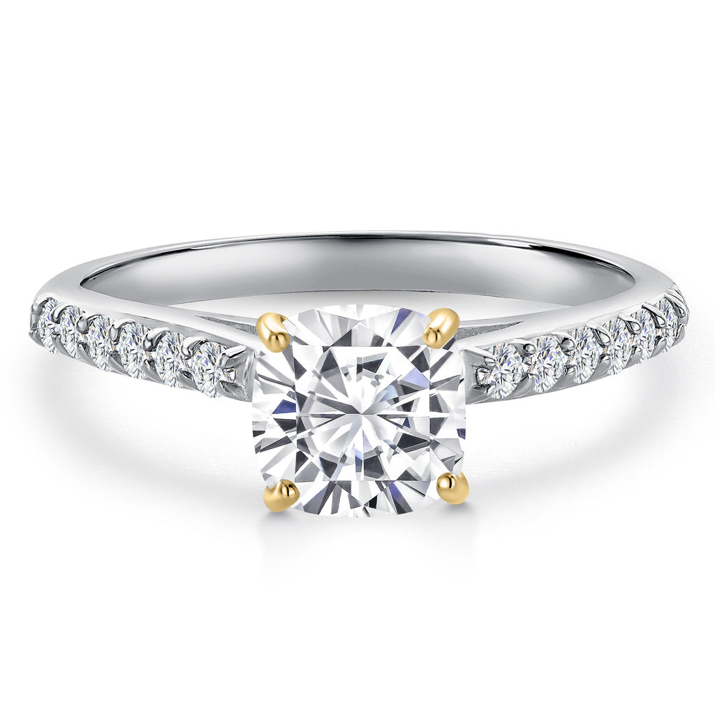 White Moissanite - April_Ring in 10K Two Tone Gold