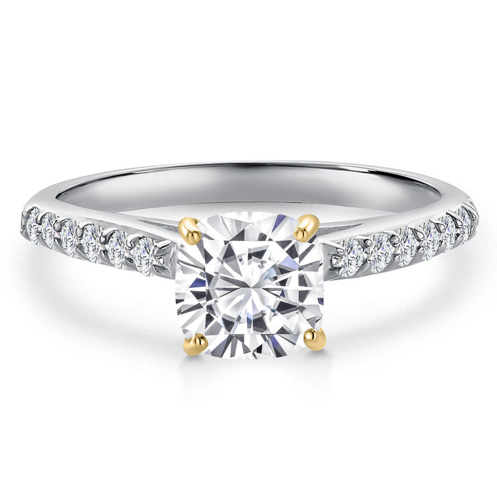 White Moissanite - April_Ring in 10K Two Tone Gold