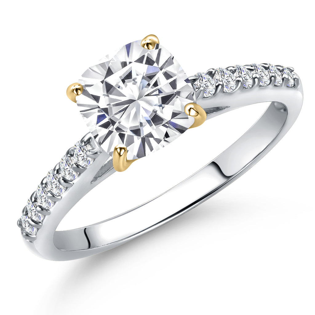 White Moissanite - April_8_Ring in 10K Two Tone Gold