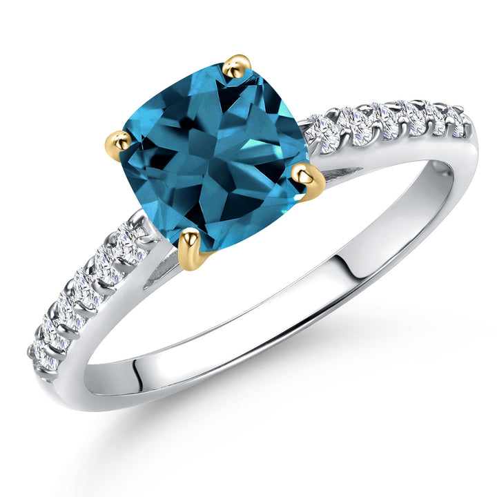 London Blue Topaz - November_5_Ring in 10K Two Tone Gold