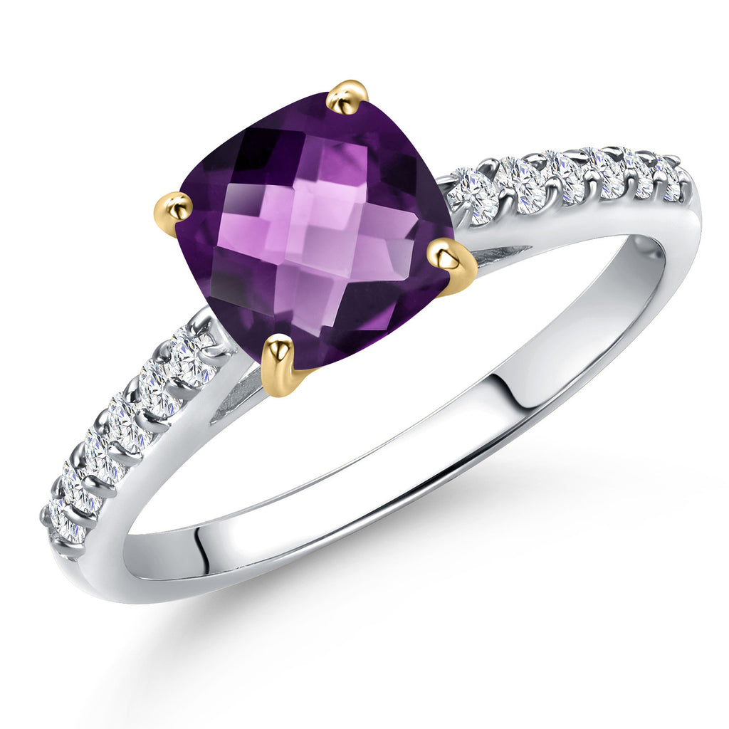 Amethyst-Checkerboard - February_8_Ring in 10K Two Tone Gold