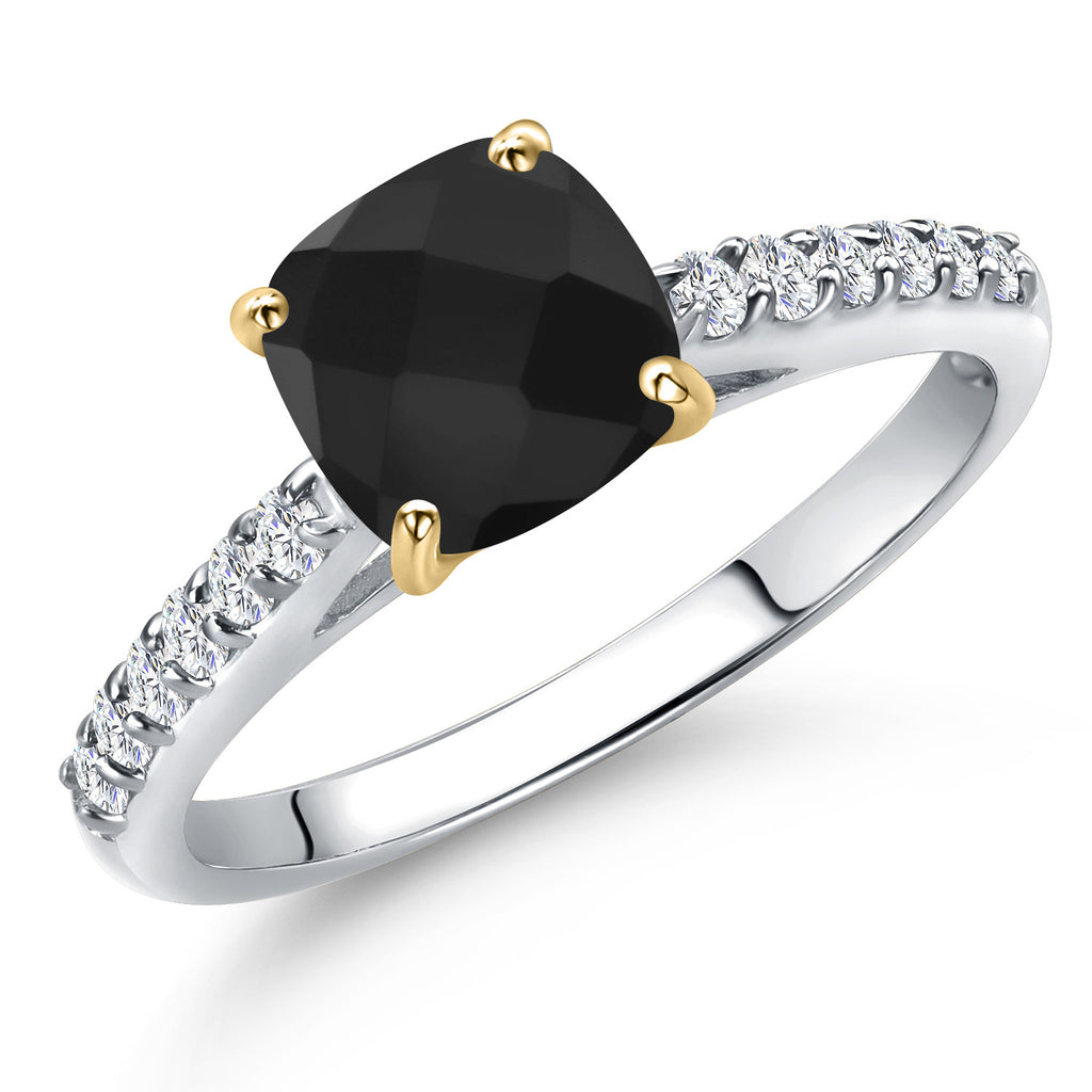 Onyx-Checkerboard - December_8_Ring in 10K Two Tone Gold