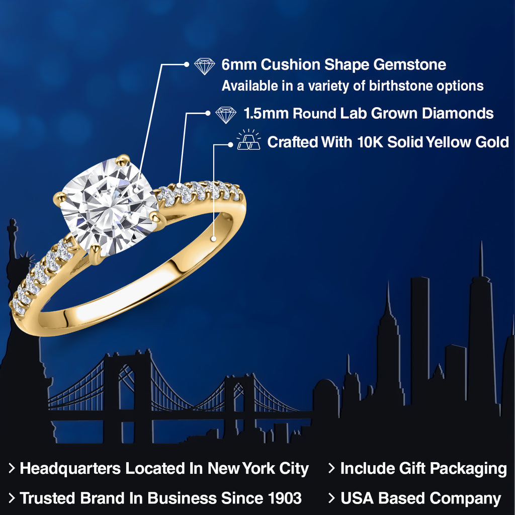 White Moissanite - April_Ring in 10K Yellow Gold