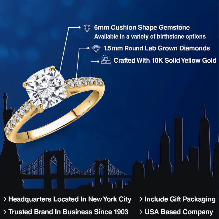 White Moissanite - April_Ring in 10K Yellow Gold