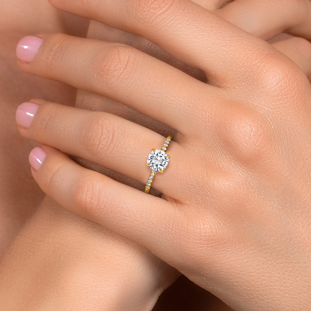White Moissanite - April_Ring in 10K Yellow Gold