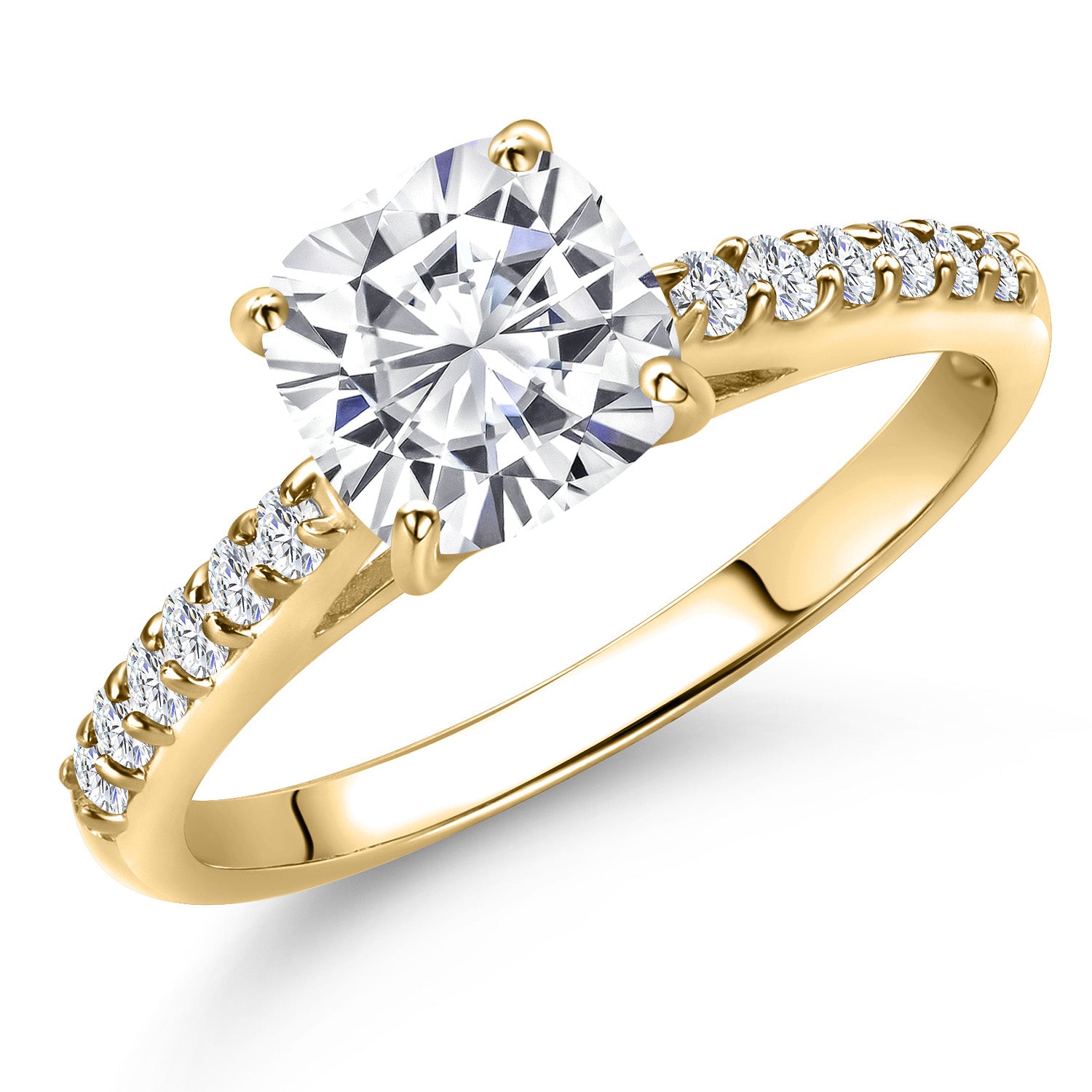 White Moissanite - April_Ring in 10K Yellow Gold