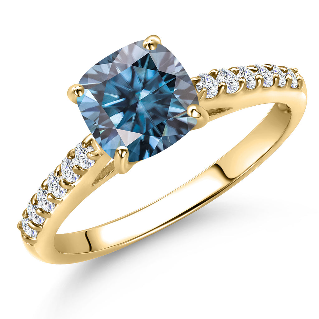 Persian Blue Moissanite - April_6_Ring in 10K Yellow Gold