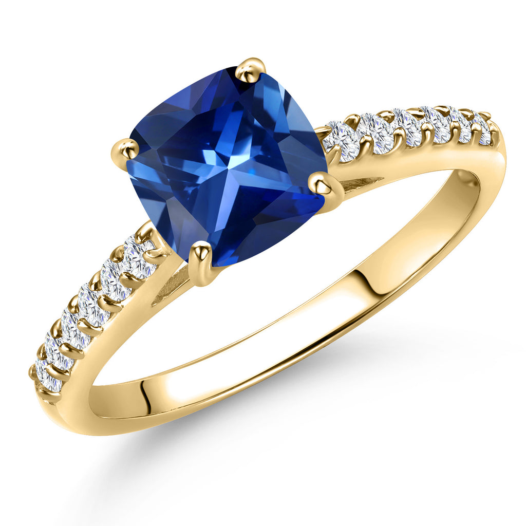 Blue Created Sapphire - September_7_Ring in 10K Yellow Gold