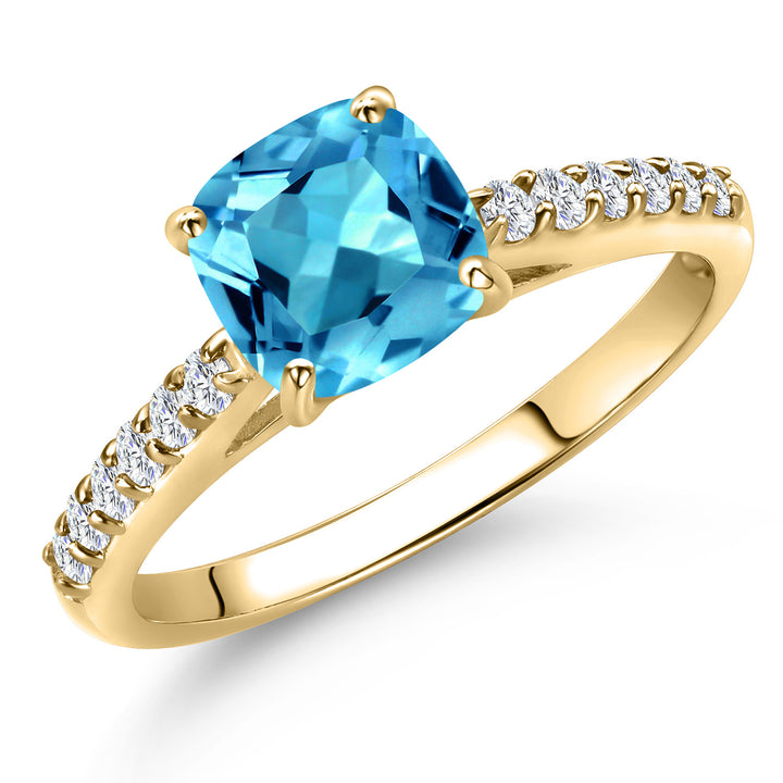 Swiss Blue Topaz - November_8_Ring in 10K Yellow Gold