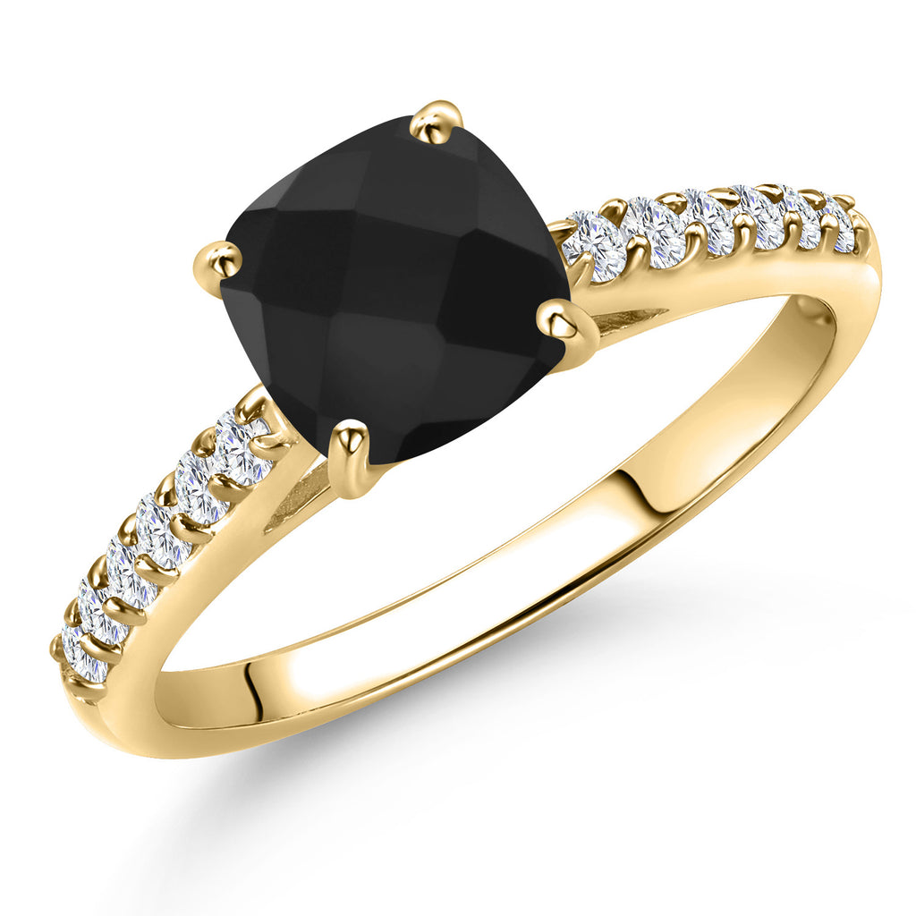 Onyx-Checkerboard - December_8_Ring in 10K Yellow Gold
