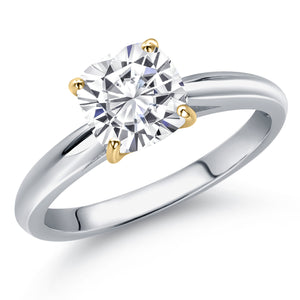 White Moissanite - April_Ring in 10K Two Tone Gold