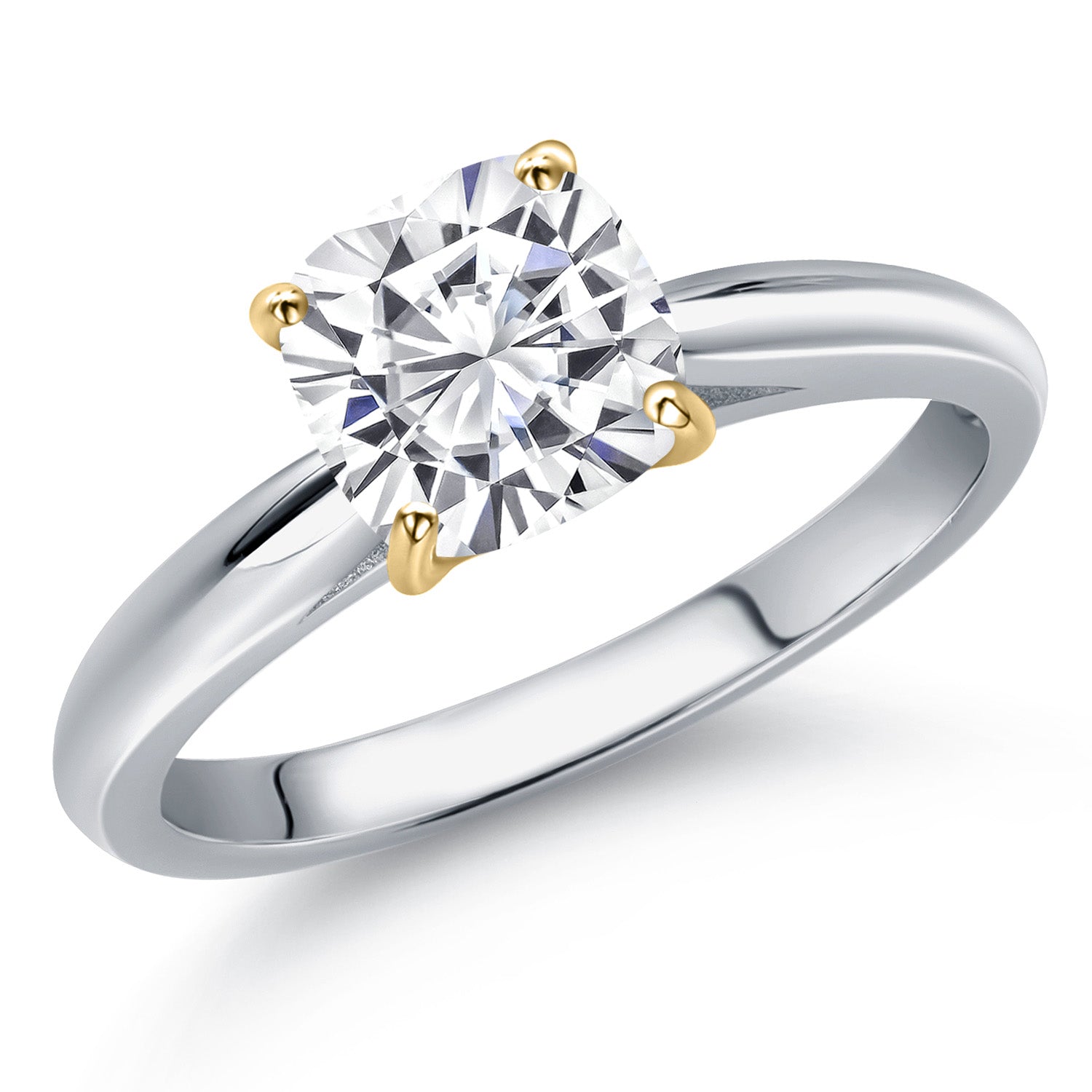 White Moissanite - April_Ring in 10K Two Tone Gold