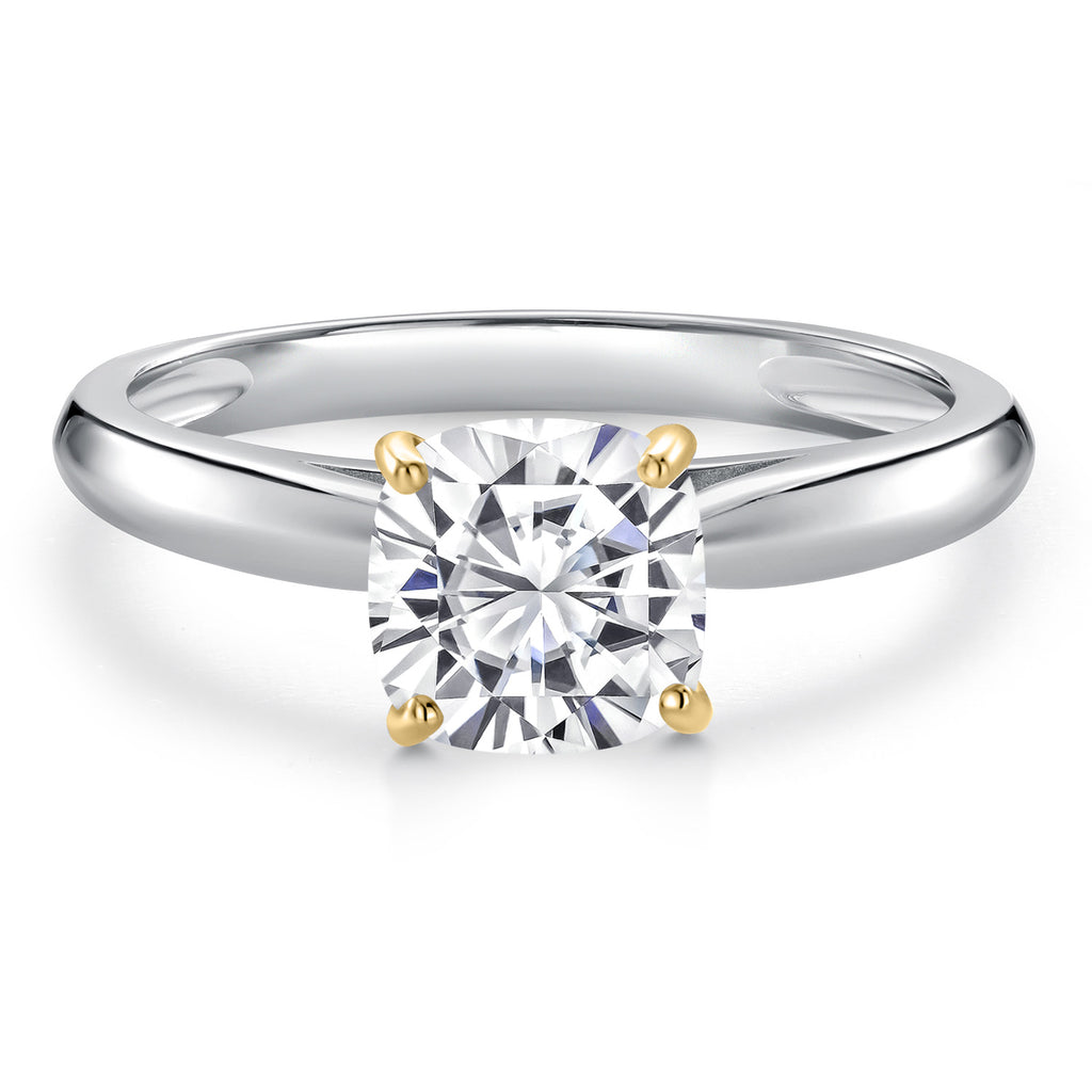 White Moissanite - April_Ring in 10K Two Tone Gold