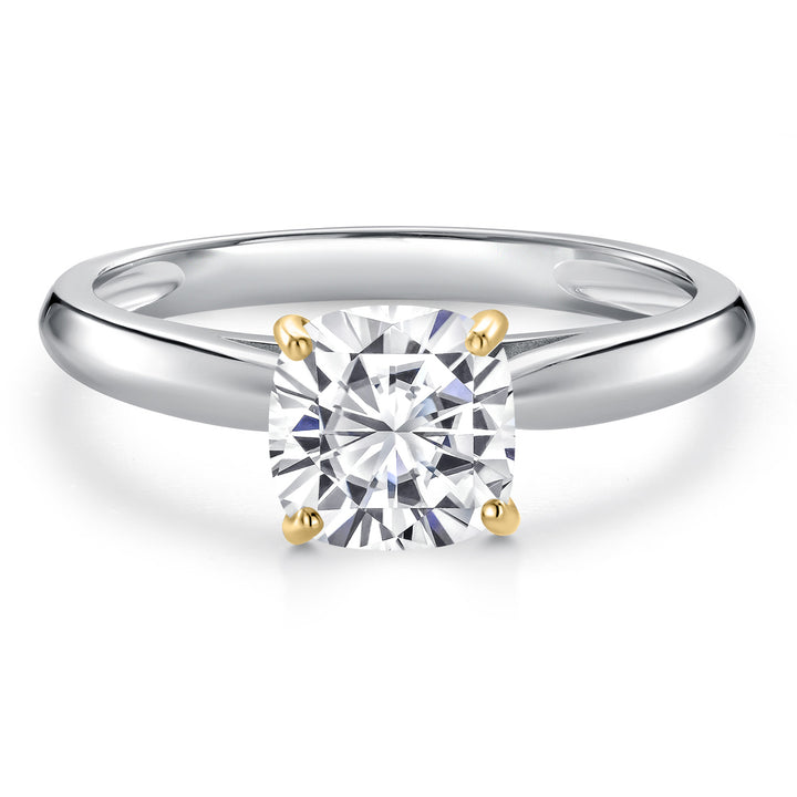 White Moissanite - April_Ring in 10K Two Tone Gold